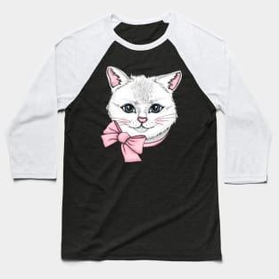 Cat with pink tie Baseball T-Shirt